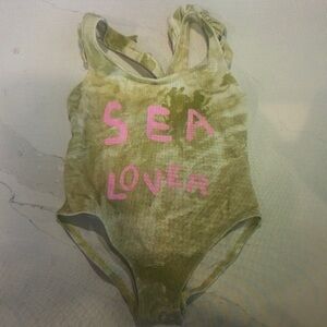 Sea Lover Kids Swim One Piece - Green and Pink